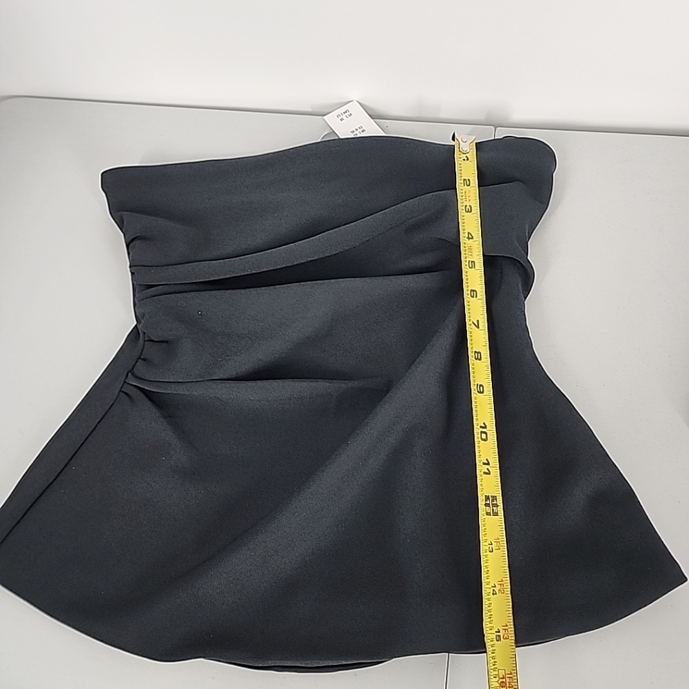 NEW Abercrombie & Fitch Strapless Side Ruched Top Size Medium Black fitted - Picture 10 of 11